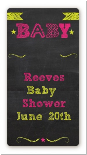 Baby Girl Chalk Inspired - Custom Rectangle Baby Shower Sticker/Labels