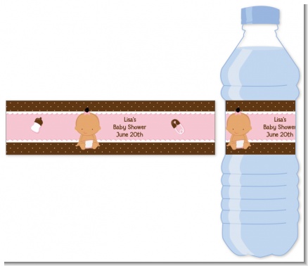Baby Girl Hispanic - Personalized Baby Shower Water Bottle Labels