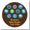 Baby Icons Blue - Round Personalized Baby Shower Sticker Labels thumbnail