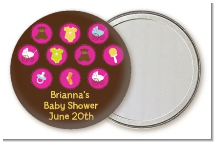 Baby Icons Pink - Personalized Baby Shower Pocket Mirror Favors