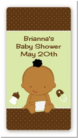 Baby Neutral African American - Custom Rectangle Baby Shower Sticker/Labels