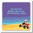 Baby On A Quad - Square Personalized Baby Shower Sticker Labels thumbnail
