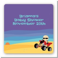 Baby On A Quad - Square Personalized Baby Shower Sticker Labels