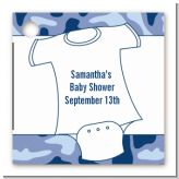 Baby Outfit Blue Camo - Personalized Baby Shower Card Stock Favor Tags