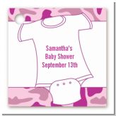 Baby Outfit Pink Camo - Personalized Baby Shower Card Stock Favor Tags