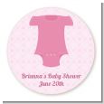 Baby Outfit Pink - Round Personalized Baby Shower Sticker Labels thumbnail