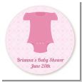 Baby Outfit Pink - Round Personalized Baby Shower Sticker Labels thumbnail