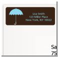 Baby Sprinkle Umbrella Blue - Baby Shower Return Address Labels thumbnail