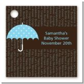 Baby Sprinkle Umbrella Blue - Personalized Baby Shower Card Stock Favor Tags