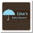 Baby Sprinkle Umbrella Blue - Square Personalized Baby Shower Sticker Labels thumbnail