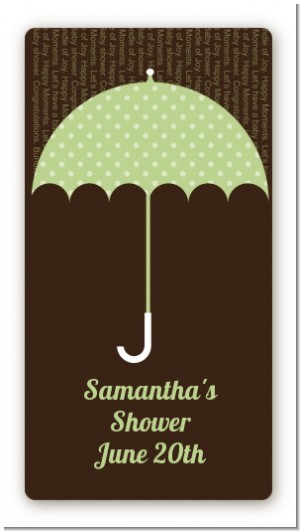 Baby Sprinkle Umbrella Green - Custom Rectangle Baby Shower Sticker/Labels