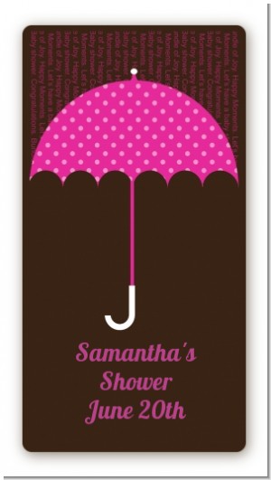 Baby Sprinkle Umbrella Pink - Custom Rectangle Baby Shower Sticker/Labels