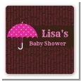 Baby Sprinkle Umbrella Pink - Square Personalized Baby Shower Sticker Labels thumbnail