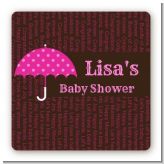 Baby Sprinkle Umbrella Pink - Square Personalized Baby Shower Sticker Labels