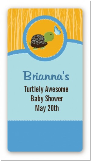 Baby Turtle Blue - Custom Rectangle Baby Shower Sticker/Labels