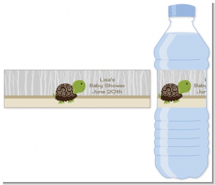 Baby Turtle Neutral - Personalized Baby Shower Water Bottle Labels
