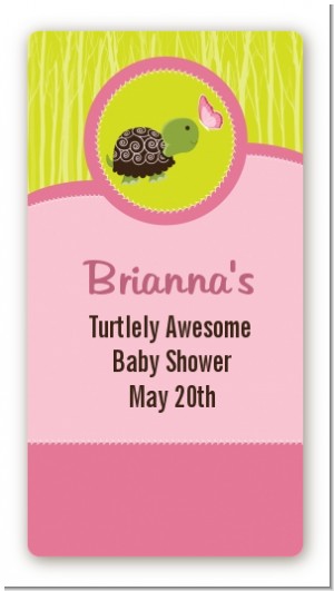 Baby Turtle Pink - Custom Rectangle Baby Shower Sticker/Labels