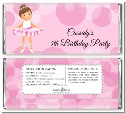 Ballerina - Personalized Birthday Party Candy Bar Wrappers