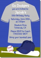 Baseball Jersey Blue and Grey - Birthday Party Invitations