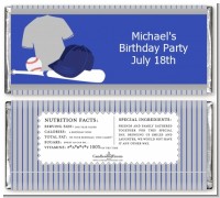 Baseball Jersey Blue and Grey - Personalized Birthday Party Candy Bar Wrappers