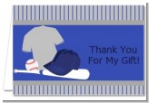 Baseball Jersey Blue and Grey - Birthday Party Thank You Cards