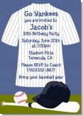 Baseball Jersey Blue and White Stripes - Birthday Party Invitations