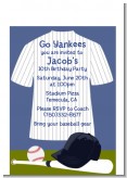 Baseball Jersey Blue and White Stripes - Birthday Party Petite Invitations