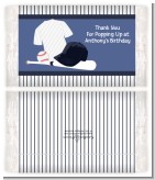Baseball Jersey Blue and White Stripes - Personalized Popcorn Wrapper Birthday Party Favors