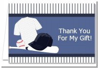 Baseball Jersey Blue and White Stripes - Birthday Party Thank You Cards