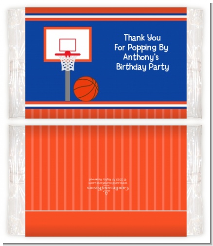 Basketball Jersey Blue and Orange - Personalized Popcorn Wrapper Birthday Party Favors