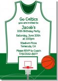 Basketball Jersey Green and White - Birthday Party Invitations