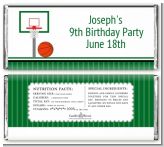 Basketball Jersey Green and White - Personalized Birthday Party Candy Bar Wrappers