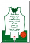 Basketball Jersey Green and White - Birthday Party Petite Invitations