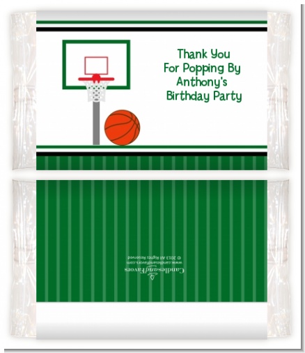 Basketball Jersey Green and White - Personalized Popcorn Wrapper Birthday Party Favors