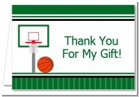 Basketball Jersey Green and White - Birthday Party Thank You Cards