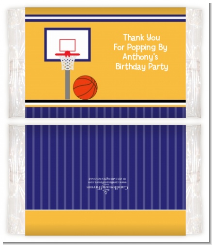 Basketball Jersey Purple and Yellow - Personalized Popcorn Wrapper Birthday Party Favors