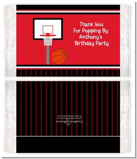 Basketball Jersey Red and Black - Personalized Popcorn Wrapper Birthday Party Favors