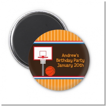 Basketball - Personalized Birthday Party Magnet Favors