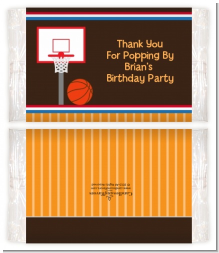 Basketball - Personalized Popcorn Wrapper Birthday Party Favors