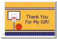 Basketball Purple and Yellow - Birthday Party Thank You Cards thumbnail