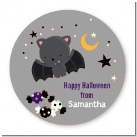 Bat - Round Personalized Halloween Sticker Labels