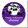 Bats On A Branch - Round Personalized Halloween Sticker Labels thumbnail