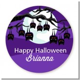 Bats On A Branch - Round Personalized Halloween Sticker Labels