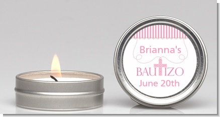 Bautizo Cross Pink - Baptism / Christening Candle Favors