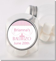 Bautizo Cross Pink - Personalized Baptism / Christening Candy Jar