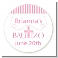 Bautizo Cross Pink - Round Personalized Baptism / Christening Sticker Labels thumbnail