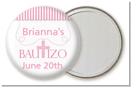 Bautizo Cross Pink - Personalized Baptism / Christening Pocket Mirror Favors