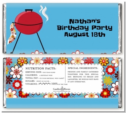 BBQ Grill - Personalized Birthday Party Candy Bar Wrappers