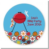 BBQ Grill - Round Personalized Birthday Party Sticker Labels