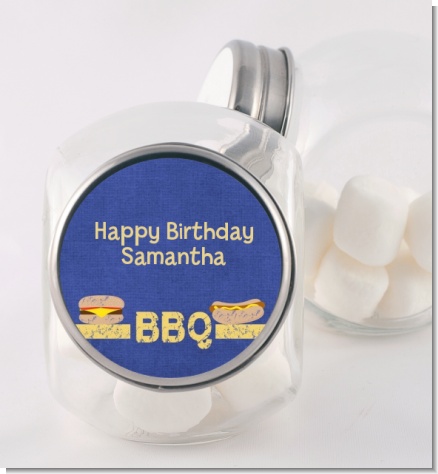 BBQ Hotdogs and Hamburgers - Personalized Birthday Party Candy Jar